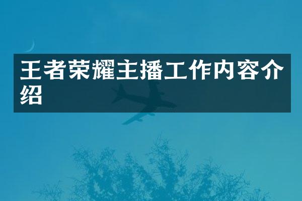 王者荣耀主播工作内容介绍
