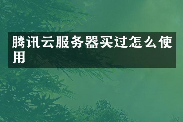腾讯云服务器买过怎么使用