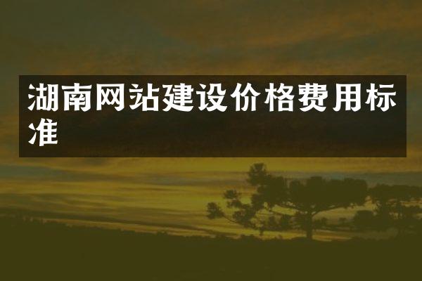 湖南网站建设价格费用标准