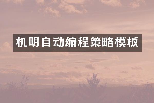 机明自动编程策略模板