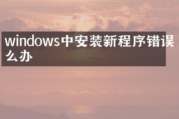windows中安装新程序错误怎么办