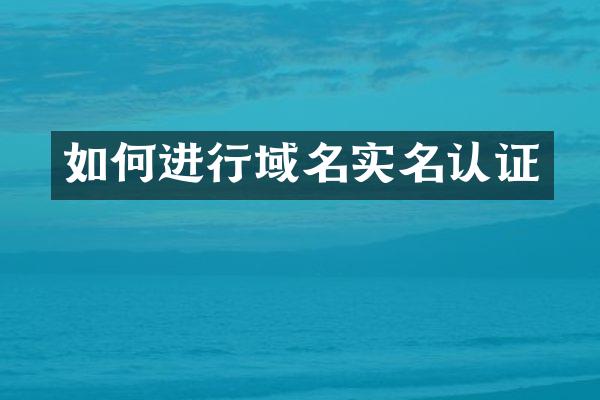 如何进行域名实名认证