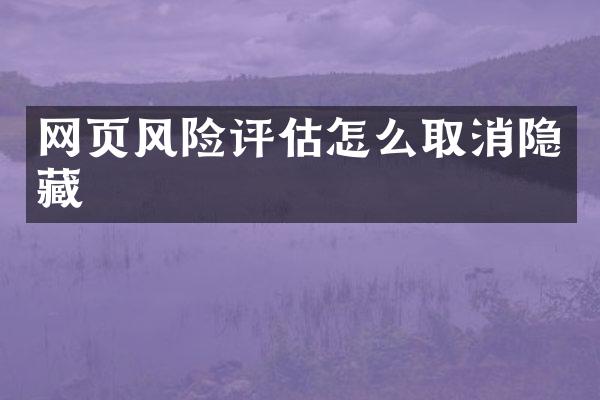 网页风险评估怎么取消隐藏