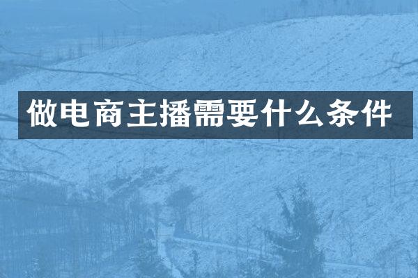 做电商主播需要什么条件