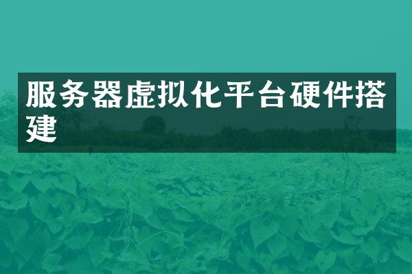 服务器虚拟化平台硬件搭建