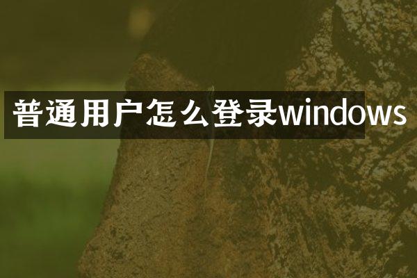 普通用户怎么登录windows