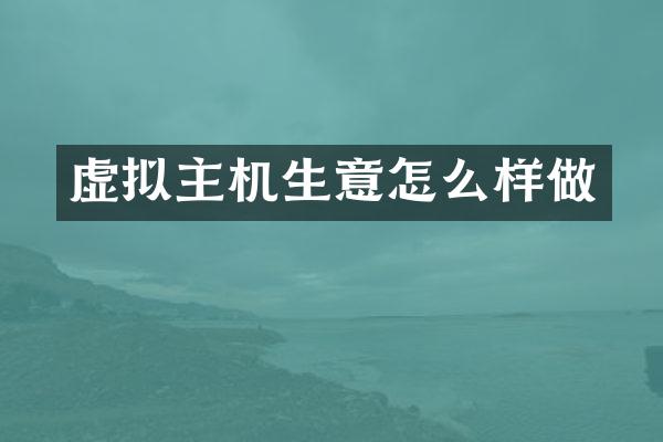 虚拟主机生意怎么样做