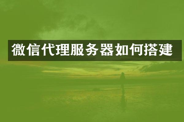 微信代理服务器如何搭建