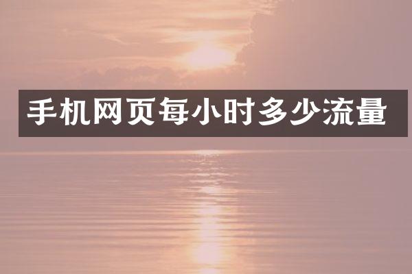 手机网页每小时多少流量