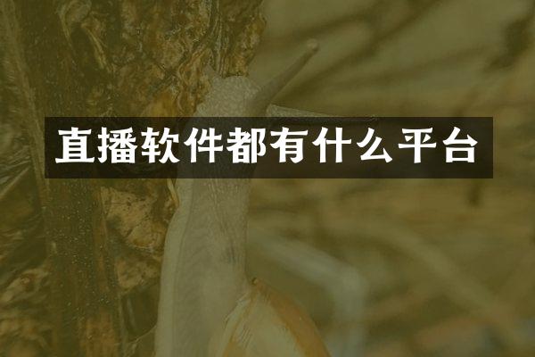 直播软件都有什么平台