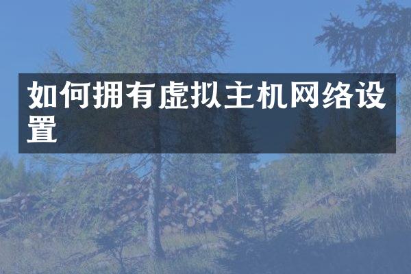 如何拥有虚拟主机网络设置