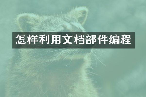怎样利用文档部件编程