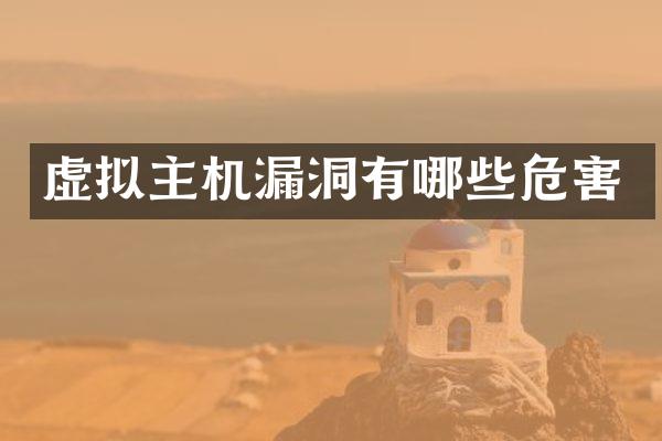 虚拟主机漏洞有哪些危害