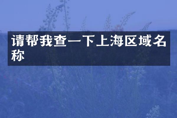 请帮我查一下上海区域名称
