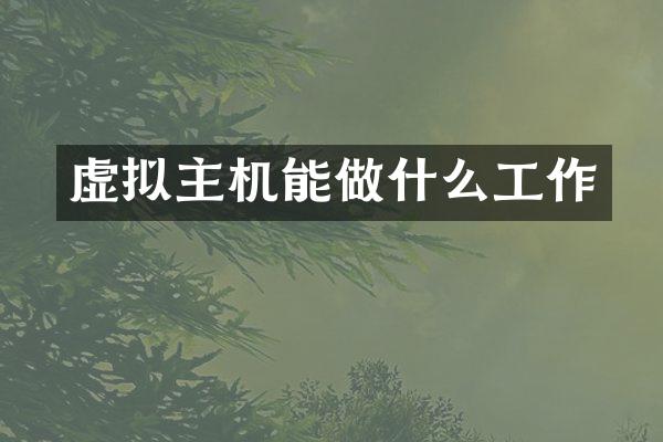 虚拟主机能做什么工作