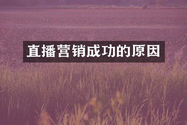 直播营销成功的原因