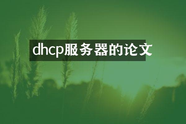 dhcp服务器的论文