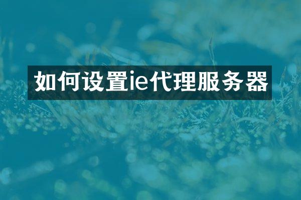 如何设置ie代理服务器
