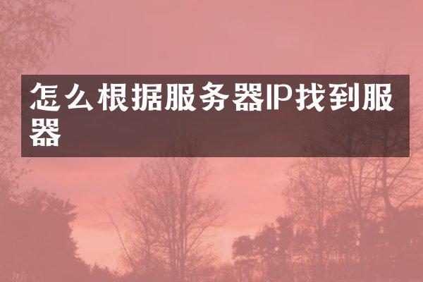 怎么根据服务器IP找到服务器