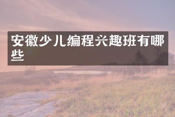 安徽少儿编程兴趣班有哪些