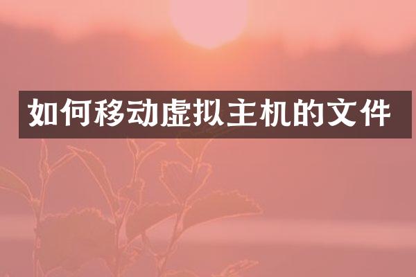 如何移动虚拟主机的文件