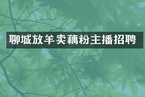 聊城放羊卖藕粉主播招聘
