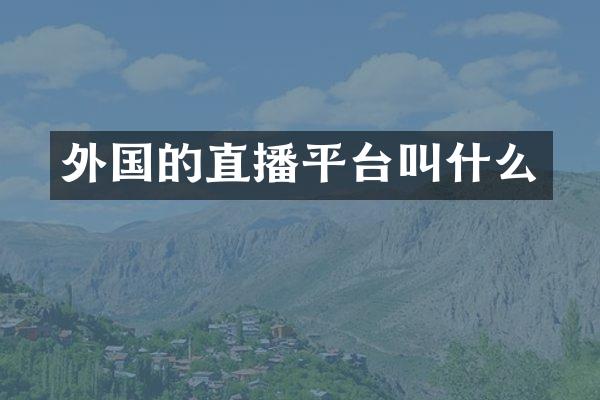 外国的直播平台叫什么