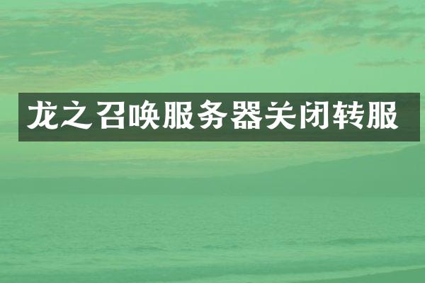 龙之召唤服务器关闭转服