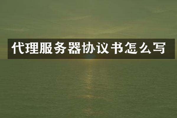 代理服务器协议书怎么写