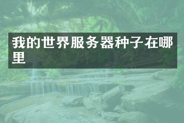 我的世界服务器种子在哪里
