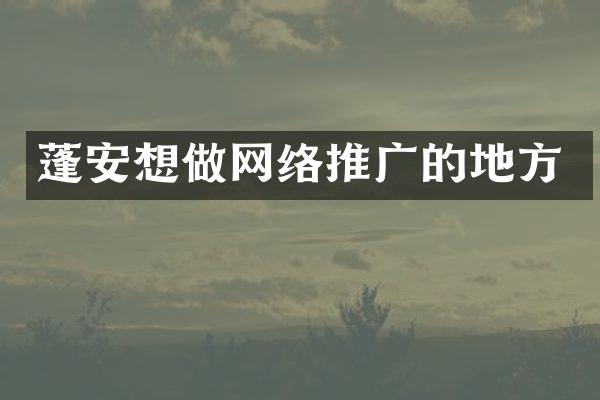 蓬安想做网络推广的地方