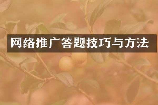 网络推广答题技巧与方法