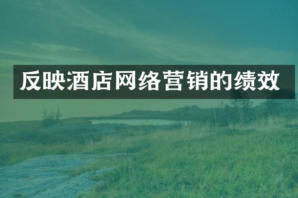 反映酒店网络营销的绩效