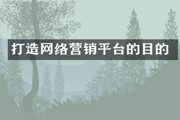 打造网络营销平台的目的
