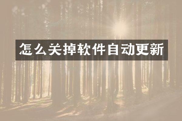 怎么关掉软件自动更新