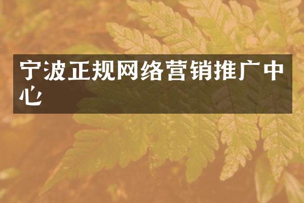 宁波正规网络营销推广中心