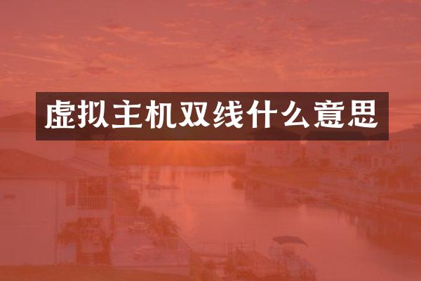 虚拟主机双线什么意思