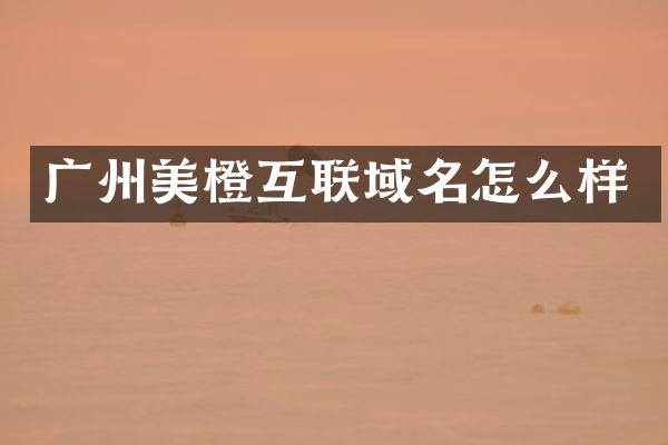 广州美橙互联域名怎么样