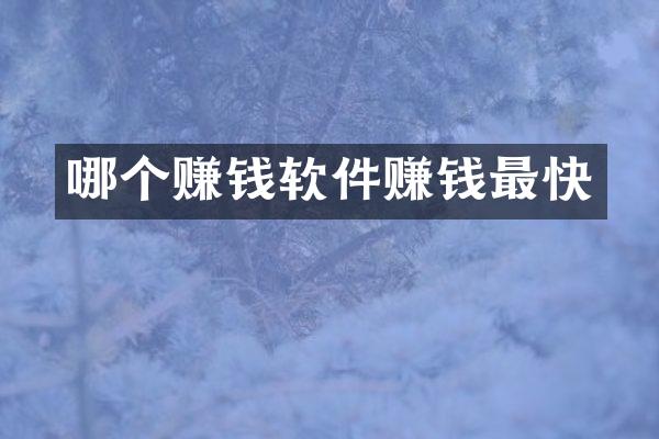 哪个赚钱软件赚钱最快