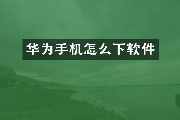 华为手机怎么下软件