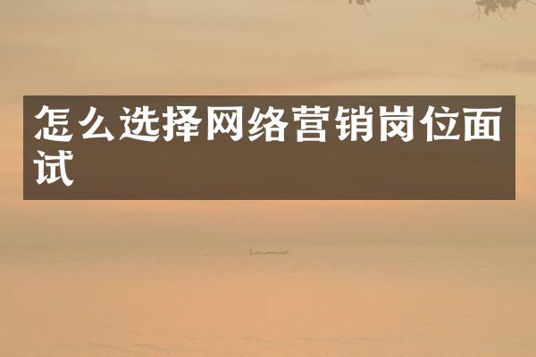 怎么选择网络营销岗位面试