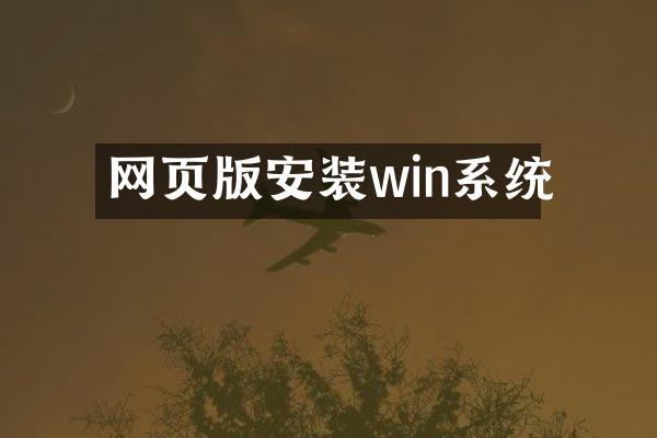 网页版安装win系统