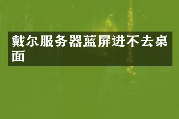 戴尔服务器蓝屏进不去桌面