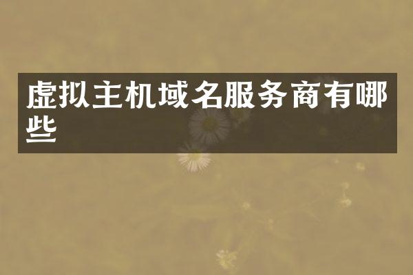 虚拟主机域名服务商有哪些