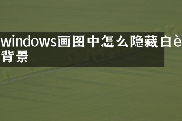 windows画图中怎么隐藏白色背景