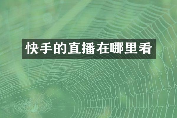 快手的直播在哪里看