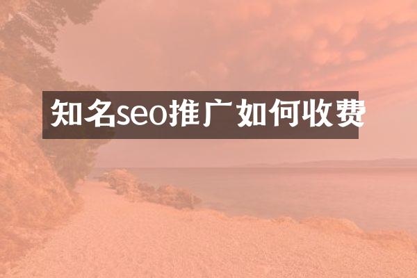 知名seo推广如何收费