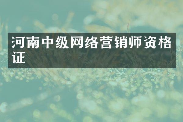 河南中级网络营销师资格证