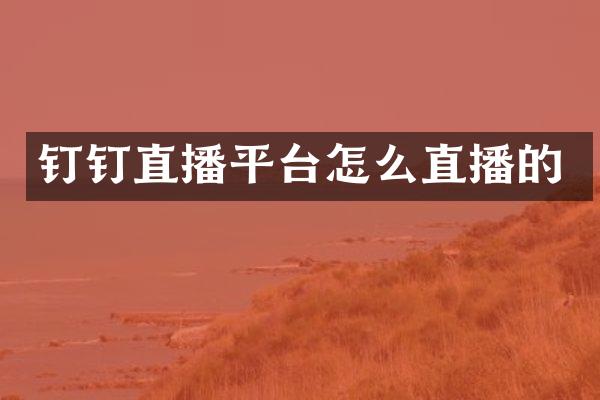 钉钉直播平台怎么直播的