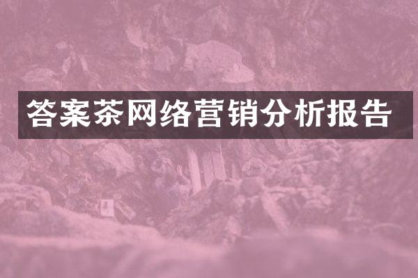 答案茶网络营销分析报告